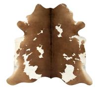 Tappeto in vera pelle bovina marrone e bianco 150 x 170 cm