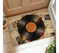 Tappeto in vinile, retro vintage giornale vernice schizzi nessuno nero a pelo basso zerbino per interni tappeto accenti tappeto non spargimento ingresso bagno cucina porta decorazione 2 'x 3'