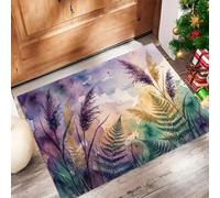 Tappeto Ingresso Autoritratto Acquerello Bohémien Antiscivolo Assorbente | Zerbini Di Benvenuto Schizzi D'Inchiostro Tra Le Canne Polvere Tappetino Lavabile Per Porta Interno Bagno 50X80Cm, Viola