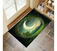 Tappeto Ingresso Buco Dell'Albero Nella Foresta 50x80 cm Zerbino Ingresso Esterno Cielo Notturno Nella Foresta Tappetini Lavabili Antiscivolo Facile da Pulire per Ingresso, Corridoio, Cucina - Verde
