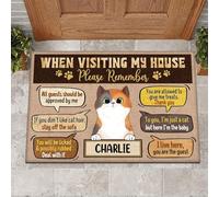 Tappeto Ingresso Casa Confortevole Tappeti D'Ingresso Lavabile Zerbino Di Benvenuto Per Balcone Terrazzo Soggiorno 40X60Cm Quando Visiti La Nostra Casa, Ricordati Del Gatto Personalizzato