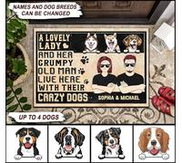 Tappeto Ingresso Casa Confortevole Tappetini Porta Dingresso Facile Da Pulire Zerbino Di Benvenuto Per Terrazzo Camera Letto Balcone 40X60Cm Una Coppia Vive Qui Con I Loro Cani Pazzi