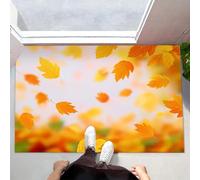 Tappeto Ingresso casa Foglie Che Cadono Zerbino Antiscivolo Paesaggio Autunnale Tappetino Assorbente Asciugapassi Entrata per Porte Anteriori e Posteriori, Corridoio, Giardino, 90x150 cm, Giallo