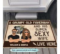 Tappeto Ingresso Casa Lavabile Tappetini Porta Dingresso Divertenti Tappetino Da Bagno Per Interno Balcone Camera Letto 40X60Cm Una Coppia Simpatica Vive Qui A Pescare