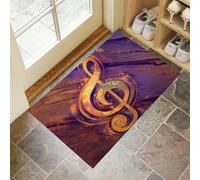 Tappeto Ingresso casa Simbolo Nota Musicale Infinita Zerbino Antiscivolo Texture Venatura Legno Tappetino Assorbente Asciugapassi Entrata per Porte Anteriori e Posteriori, Corridoio, 60x120 cm, Viola