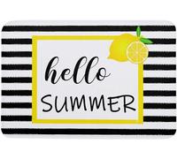 Tappeto Ingresso Hello Summer Yellow Lemon Black White Stripe Entrance Resistente Tappetino Per Porta Lavabile In Lavatrice Tappetino Per Ingresso Da Interno Per Zona Balcone Casa