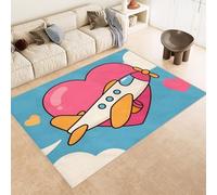 Tappeto Ingresso Imitazione Cashmere 50x80 cm Stampato Aereo Amore Cartone Animato 3D Aspirapolvere o Lavaggio In Lavatrice Supporto Antiscivolo Tappeto Scendiletto Adatto a Dormitori Carpet