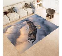 Tappeto Ingresso Imitazione Cashmere 50x80 cm Stampato Aquila Volare Nuvole Cielo 3D Aspirapolvere o Lavaggio In Lavatrice Supporto Antiscivolo Tappeto Scendiletto Adatto a Dormitori Carpet