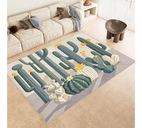 Tappeto Ingresso Imitazione Cashmere 50x80 cm Stampato Cactus Fiore Deserto 3D Aspirapolvere o Lavaggio In Lavatrice Supporto Antiscivolo Tappeto Scendiletto Adatto a Dormitori Carpet