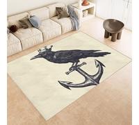 Tappeto Ingresso Imitazione Cashmere 50x80 cm Stampato Corvo Corona Astratto 3D Aspirapolvere o Lavaggio In Lavatrice Supporto Antiscivolo Tappeto Scendiletto Adatto a Dormitori Carpet