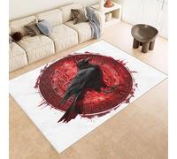 Tappeto Ingresso Imitazione Cashmere 50x80 cm Stampato Corvo Totem Vichingo Animali 3D Aspirapolvere o Lavaggio In Lavatrice Supporto Antiscivolo Tappeto Scendiletto Adatto a Dormitori Carpet