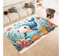 Tappeto Ingresso Imitazione Cashmere 50x80 cm Stampato Delfino Carino Corallo 3D Aspirapolvere o Lavaggio In Lavatrice Supporto Antiscivolo Tappeto Scendiletto Adatto a Dormitori Carpet