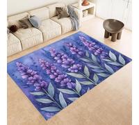 Tappeto Ingresso Imitazione Cashmere 50x80 cm Stampato Fiori Erba Viola Piante 3D Aspirapolvere o Lavaggio In Lavatrice Supporto Antiscivolo Tappeto Scendiletto Adatto a Dormitori Carpet