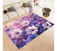 Tappeto Ingresso Imitazione Cashmere 50x80 cm Stampato Fiori Erba Viola Piante 3D Aspirapolvere o Lavaggio In Lavatrice Supporto Antiscivolo Tappeto Scendiletto Adatto a Dormitori Carpet