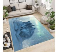 Tappeto Ingresso Imitazione Cashmere 50x80 cm Stampato Lupo Neve Foresta Animali 3D Aspirapolvere o Lavaggio In Lavatrice Supporto Antiscivolo Tappeto Scendiletto Adatto a Dormitori Carpet