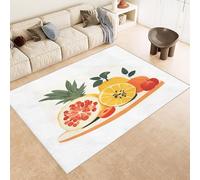 Tappeto Ingresso Imitazione Cashmere 50x80 cm Stampato Melograno Limone Frutta 3D Aspirapolvere o Lavaggio In Lavatrice Supporto Antiscivolo Tappeto Scendiletto Adatto a Dormitori Carpet