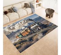 Tappeto Ingresso Imitazione Cashmere 50x80 cm Stampato Treno Fiore Binari Creativo 3D Aspirapolvere o Lavaggio In Lavatrice Supporto Antiscivolo Tappeto Scendiletto Adatto a Dormitori Carpet