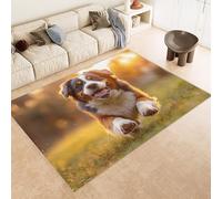 Tappeto Ingresso Imitazione Cashmere 60x90 cm Stampato Cane Erba Fiori Animale 3D Aspirapolvere o Lavaggio In Lavatrice Supporto Antiscivolo Tappeto Scendiletto Adatto a Dormitori Carpet