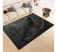 Tappeto Ingresso Imitazione Cashmere 60x90 cm Stampato Corvo Corona Astratto 3D Aspirapolvere o Lavaggio In Lavatrice Supporto Antiscivolo Tappeto Scendiletto Adatto a Dormitori Carpet