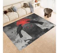 Tappeto Ingresso Imitazione Cashmere 60x90 cm Stampato Corvo Luna Totem Animali 3D Aspirapolvere o Lavaggio In Lavatrice Supporto Antiscivolo Tappeto Scendiletto Adatto a Dormitori Carpet