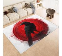 Tappeto Ingresso Imitazione Cashmere 60x90 cm Stampato Corvo Totem Vichingo Animali 3D Aspirapolvere o Lavaggio In Lavatrice Supporto Antiscivolo Tappeto Scendiletto Adatto a Dormitori Carpet