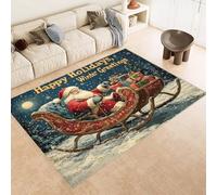 Tappeto Ingresso Imitazione Cashmere 60x90 cm Stampato Natale Vecchio Uomo Natale 3D Aspirapolvere o Lavaggio In Lavatrice Supporto Antiscivolo Tappeto Scendiletto Adatto a Dormitori Carpet