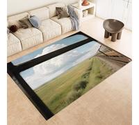 Tappeto Ingresso Imitazione Cashmere 60x90 cm Stampato Treno Montagne Binari 3D Aspirapolvere o Lavaggio In Lavatrice Supporto Antiscivolo Tappeto Scendiletto Adatto a Dormitori Carpet