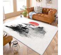 Tappeto Ingresso Interno 200x300 cm Pittura Paesaggistica A Inchiostro Lavabile in Lavatrice Antiscivolo, Grigio Tappetino a Pelo Corto per Cameretta, Camera da Letto, Cucina, Scendiletto