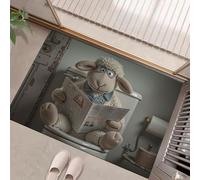 Tappeto Ingresso Interno Animali Antropomorfi, 90x150 cm Tappeti Pelo Corto Antiscivolo Pecora Che Legge Giornale Sul Gabinetto Carpet, Non Perde Pelo per Camera da Letto Scendiletto Ufficio,