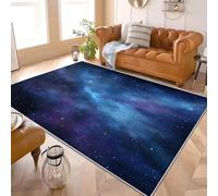 Tappeto Ingresso Interno Chic in Flanella 200x300 cm Da Sogno Un Cielo Stellato E Della Via Lattea Morbido e Confortevole, Moquette a Pelo Corto Blu Fondo Antiscivolo in TPR, Lavabile in Lavatrice