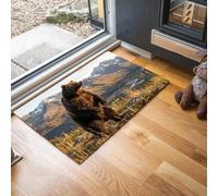 Tappeto Ingresso Interno Montagna Innevata Autunnale, 40x60 cm Tappeti Pelo Corto Antiscivolo Orso Bruno In Piedi Carpet, Non Perde Pelo per Camera da Letto Entrata Scendiletto Ufficio, Marrone