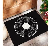 Tappeto Ingresso Interno Nero Tappeti 50 X 80 cm Lavabile In Lavatrice Antiscivolo Icona Del Disco In Vinile Piccolo Carpet Cameretta Scendiletto Camera Da Letto Ufficio Cucina Pelo Corto