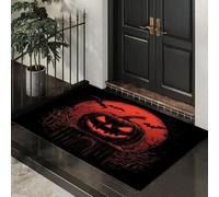 Tappeto Ingresso Interno Orrore Di Halloween Tappeti Jack-O'-Lantern Malvagio Antiscivolo Lavabile in Lavatrice Tapette per Cucina Camera da Letto Entrata Scendiletto Ufficio, Rosso Scuro, 50 x 80 cm