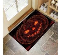 Tappeto Ingresso Interno Stile Halloween Tappeti Lanterna Di Zucca Lineare Antiscivolo Lavabile in Lavatrice Tapette per Cucina Camera da Letto Entrata Scendiletto Ufficio, Rosso-Arancio, 90 x 150 cm