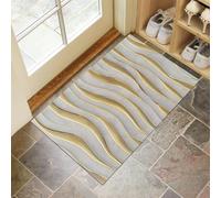Tappeto Ingresso Motivo A Onde In Lamina D'Oro 80 x 120 cm Zerbino Ingresso Esterno Texture Di Marmo Tappetini Lavabili Antiscivolo Facile da Pulire per Ingresso, Corridoio, Cucina - Grigio Antracite