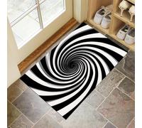 Tappeto Ingresso Vortice Bianco E Nero 90x150 cm Zerbino Ingresso Esterno Effetto Illusione Ottica Tappetini Lavabili Antiscivolo Facile da Pulire per Ingresso, Corridoio, Cucina - In Bianco E Nero