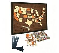 Tappeto Interattivo di Viaggio con Landmark in Sughero - Mappa Geografica Riutilizzabile, Puzzle in Legno Portatile per Coppie e Famiglie, Idea Regalo Elegante e Educativa