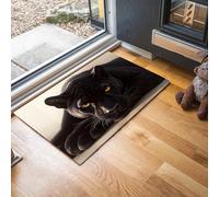 Tappeto Interno Antiscivolo Assorbente Ritratto Di Una Pantera Nera Selvaggia, Zerbino Ingresso Lavabile Morbide In Microfibra Animale Naturale Per Cucina Bagno Animali Domestici, 90X150Cm, Marrone