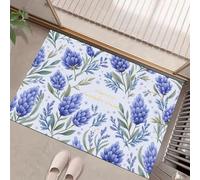 Tappeto Interno Fiori Lavanda Antiscivolo e Assorbente Tappetino Entrata Campi Fiori Della Provenza Tappetino Super Sottile per Ingresso, Corridoio, Bagno e Animali Domestici, 60x90 cm, Blu-Viola