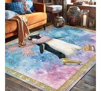 Tappeto invernale a forma di pinguino, con pattini, sciarpa invernale blu, con retro antiscivolo, morbido, rettangolare, antimacchia, per soggiorno, camera da letto, sotto il letto, decorazione per