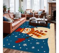 Tappeto invernale a forma di pupazzo di neve, con fiocchi di neve, guanti rossi invernali blu, a pelo basso, rettangolare, per soggiorno, camera da letto, classe, dormitorio, 15,2 x 22,9 cm
