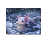 Tappeto invernale Axolotl in uno stagno ghiacciato, decorazione per soggiorno, morbido, lavabile, per camera da letto, 150 x 122 cm, per interni, camera da letto e soggiorno