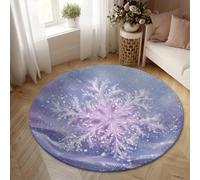 Tappeto invernale con fiocco di neve, motivo vortice scintillante invernale viola antiscivolo estetico cerchio estetico tappeto per soggiorno, camera da letto, aula università, dormitorio, decorazione