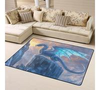 Tappeto invernale con montagna ghiacciata e drago bianco, decorazione per soggiorno, morbido, lavabile, per camera da letto, soggiorno, 160 x 122 cm