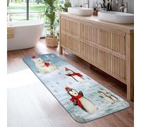 Tappeto invernale con pinguini, motivo orso polare giocoso con fiocchi di neve, antiscivolo, estetico, rettangolare, per cucina, ingresso, comodino, porta, corridoio, decorazione, 6 x 1,8 m