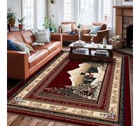 Tappeto invernale con pupazzo di neve, montagne tradizionali alberi di pino invernale bordeaux a pelo basso per pavimento della casa rettangolare stampa tappeto per soggiorno, camera da letto, aula e