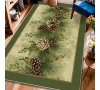 Tappeto invernale rustico in pino eucalipto verde inverno con retro antiscivolo estetico rettangolare tappeto per il pavimento della casa tappeto per soggiorno, camera da letto, aula università