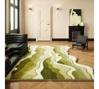 Tappeto Irregolare Con Onde Per Soggiorno, Camera Da Letto, Sala Da Pranzo, Ufficio Domestico, Sala Giochi, Tappeto Lavabile Di Grandi Dimensioni(Verde,100x120cm)