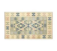 Tappeto Kilim Arredo Classico Moderno Orientale Geometrico Colori Moderni Arredo Salotto Camera Passatoia Cucina Con Antiscivolo Made in Italy (Verde Cenere, 80x150 cm)