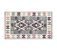 Tappeto Kilim Arredo Classico Moderno Orientale Geometrico Colori Moderni Arredo Salotto Camera Passatoia Cucina Con Antiscivolo Made in Italy (Grigio Caldo, 65x115 cm)
